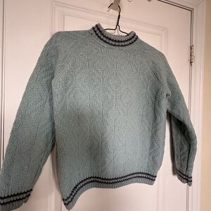 HAND KNIT WOOL SWEATER in Robins Egg Blue